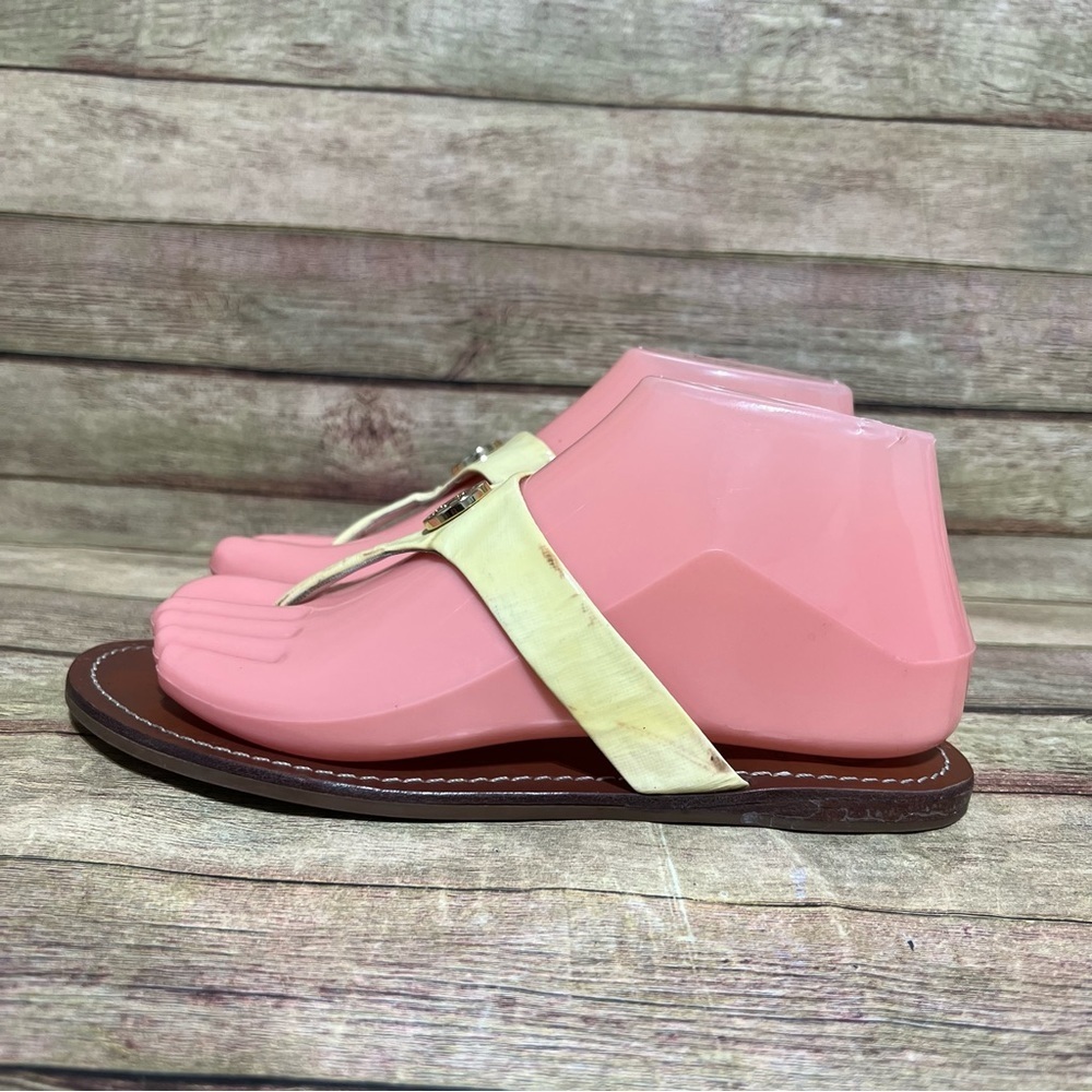 Tory Burch Yellow Patent Leather Cameron Thong Sandals